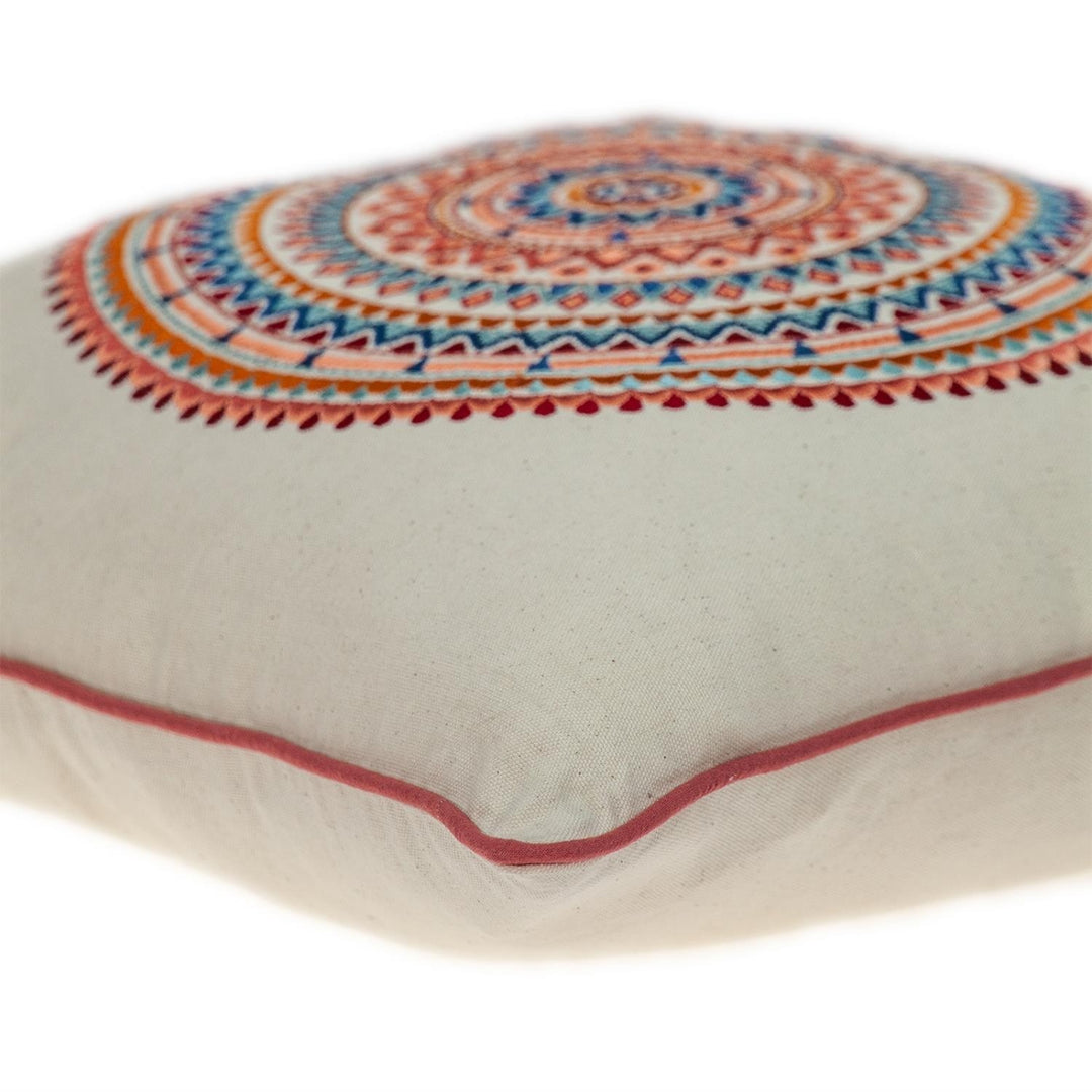 Premium 18" x 18" Beige and Blue Abstract Indoor Outdoor Throw Pillow with Zipper Closure
