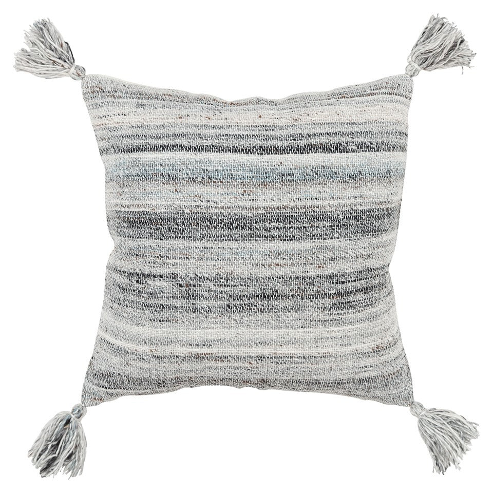 Premium 20" Gray Striped Indoor Outdoor Throw Pillow - Weather-Resistant Cotton Design with Reversible Pattern