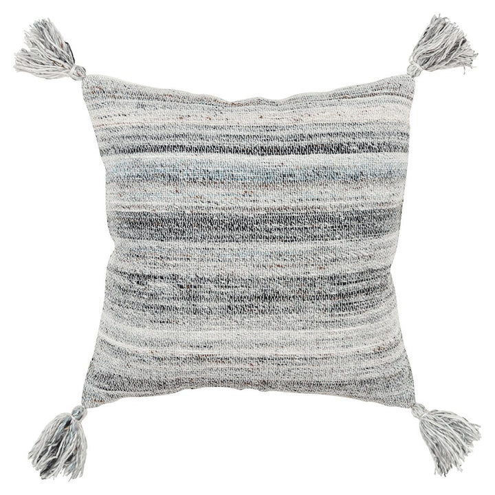 Premium 20" Gray Striped Indoor Outdoor Throw Pillow - Weather-Resistant Cotton Design with Reversible Pattern