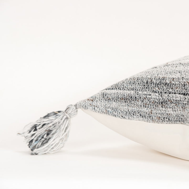 Premium 20" Gray Striped Indoor Outdoor Throw Pillow - Weather-Resistant Cotton Design with Reversible Pattern