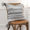 Premium 20" Gray Striped Indoor Outdoor Throw Pillow - Weather-Resistant Cotton Design with Reversible Pattern
