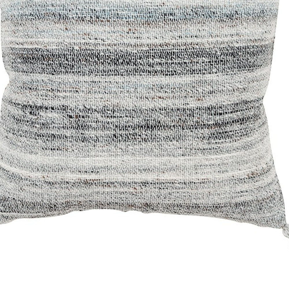 Premium 20" Gray Striped Indoor Outdoor Throw Pillow - Weather-Resistant Cotton Design with Reversible Pattern