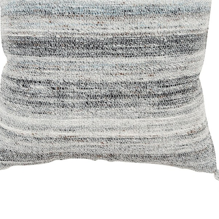 Premium 20" Gray Striped Indoor Outdoor Throw Pillow - Weather-Resistant Cotton Design with Reversible Pattern