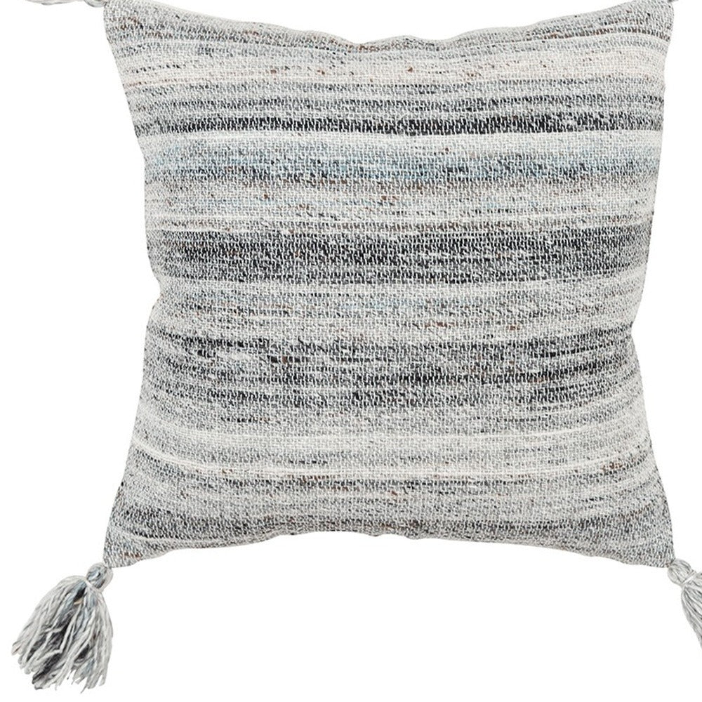Premium 20" Gray Striped Indoor Outdoor Throw Pillow - Weather-Resistant Cotton Design with Reversible Pattern