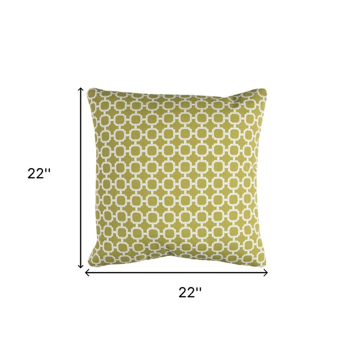 Modern  22" Green and White Quatrefoil Indoor Outdoor Throw Pillow