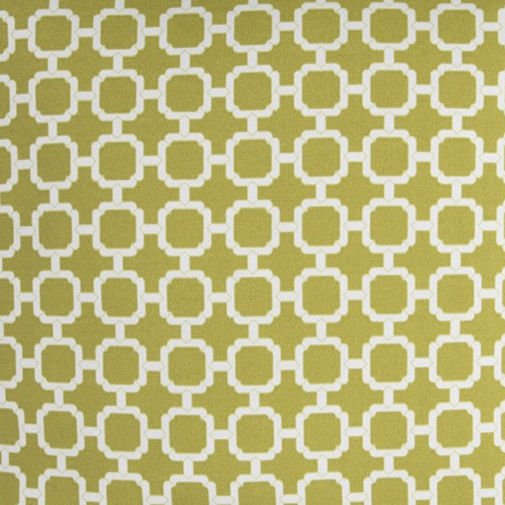 Modern  22" Green and White Quatrefoil Indoor Outdoor Throw Pillow