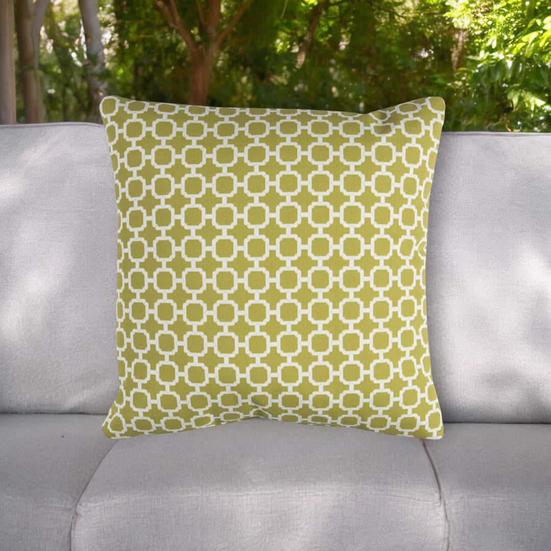 Modern  22" Green and White Quatrefoil Indoor Outdoor Throw Pillow