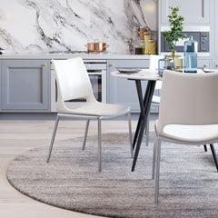 Ace Dining Chair White & Silver