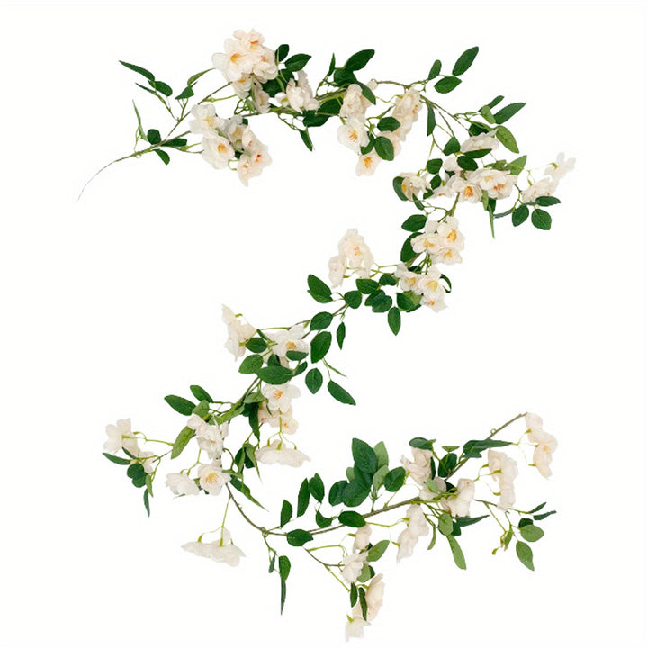 2 Pcs Artificial Cherry Blossom Flower Vine Hanging Cherry Blossom Flower Silk Garland Hanging Vines Faux Flowers For