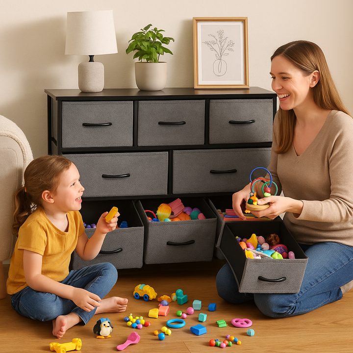 FlexiStore Pro 8-Drawer Dresser – Dark Gray