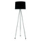 59" Silver Tripod Floor Lamp With Black Fabric Drum Shade