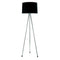 59" Silver Tripod Floor Lamp With Black Fabric Drum Shade