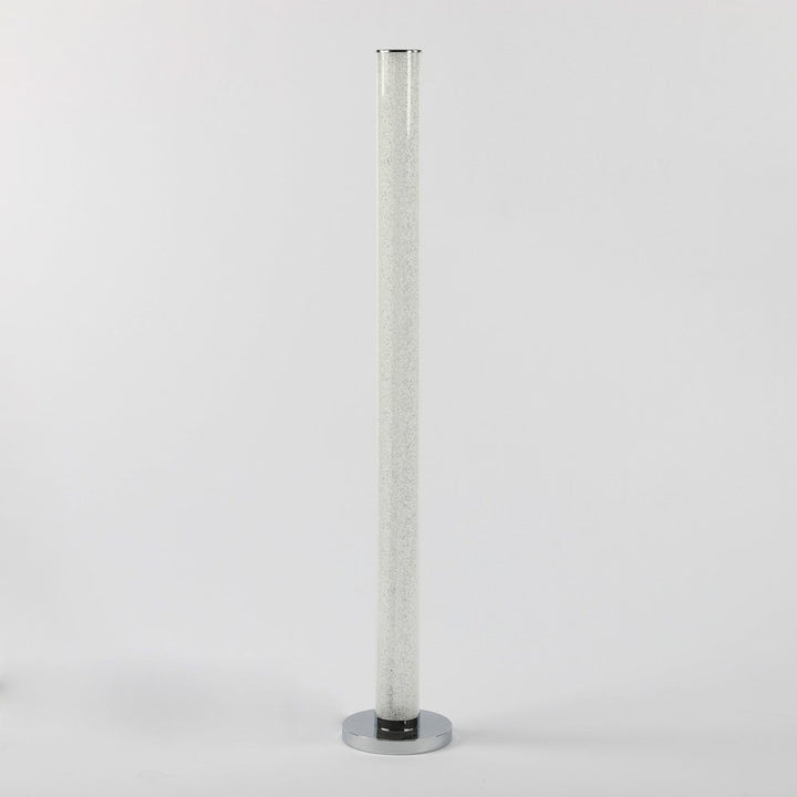 49" White Metal LED Column Floor Lamp With Clear Acrylic Drum Shade