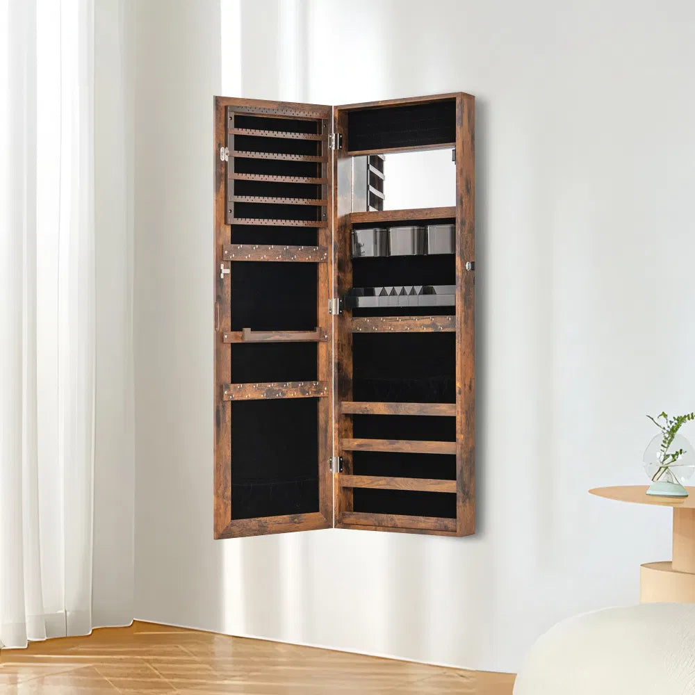 Sophisticated 43.5-Inch Full-Length Mirror Jewelry Armoire: Premium Storage Cabinet with Adjustable Organization System