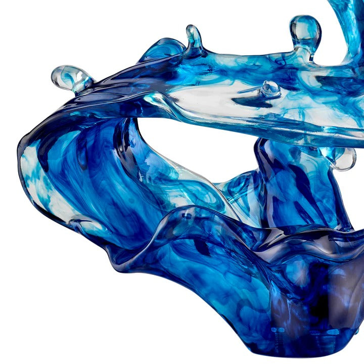 Ocean Blue Breaker Wave Sculpture (21" Tall)