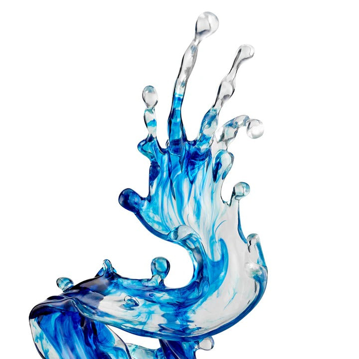 Ocean Blue Breaker Wave Sculpture (21" Tall)