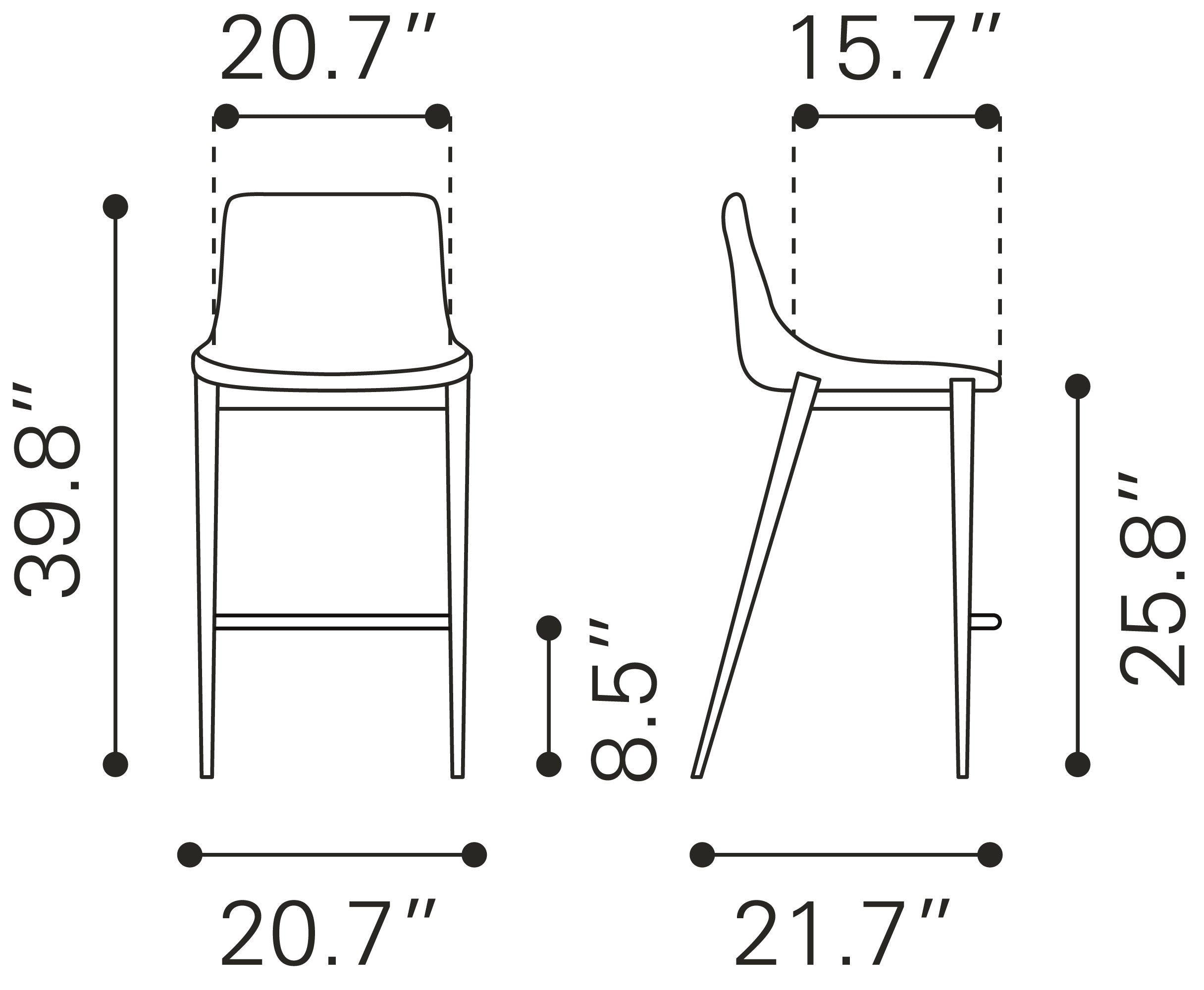 Magnus Counter Stool (Set of 2) Dark Gray & Black