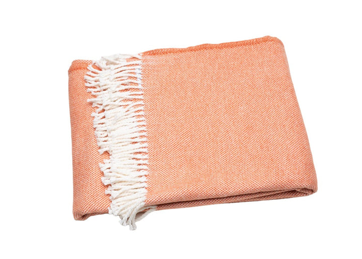 Coral & Ivory Cotton Plush Throw Blanket – 55" x 70" Woven Accent with Tassels | Soft Luxury Home Decor | Trufairs