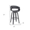 27" Gray And Black Faux Leather And Solid Wood Swivel Low Back Counter Height Bar Chair