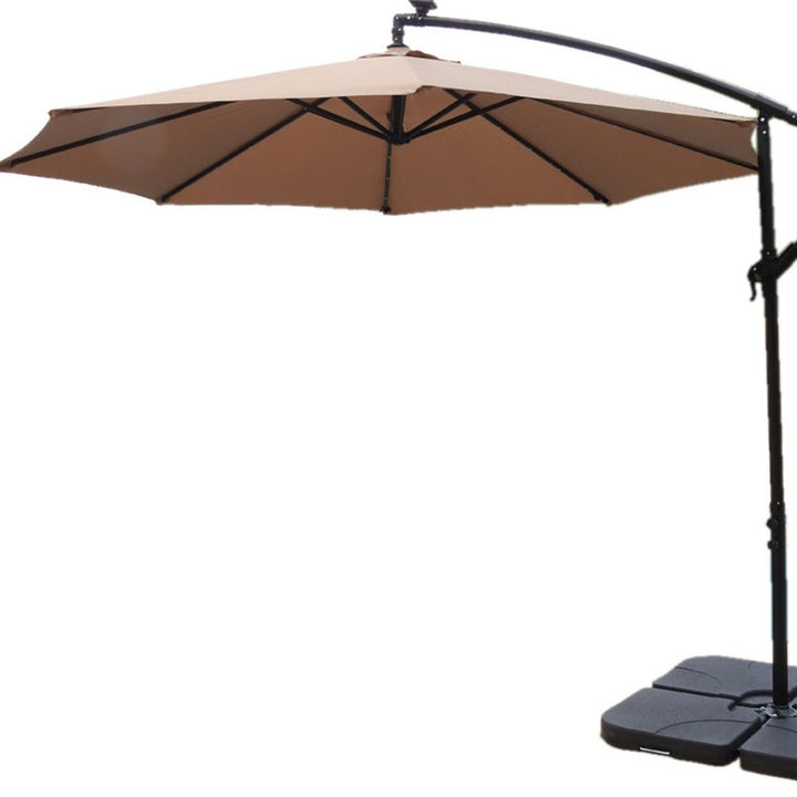 Premium 85" Solar-Powered Cantilever Patio Umbrella with LED Lighting in Elegant Tan