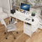47"office desk with power outlet,2 Monitor Stands,2 drawers,Side Pocket,Easy to Assemble,Frame stability Reversible,use for home desk, computer desk, game table,White