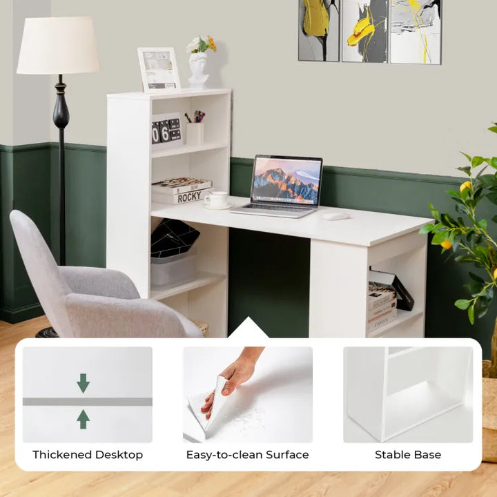 48 Inch Computer Desk with 4-Tier Bookcase and CPU Stand