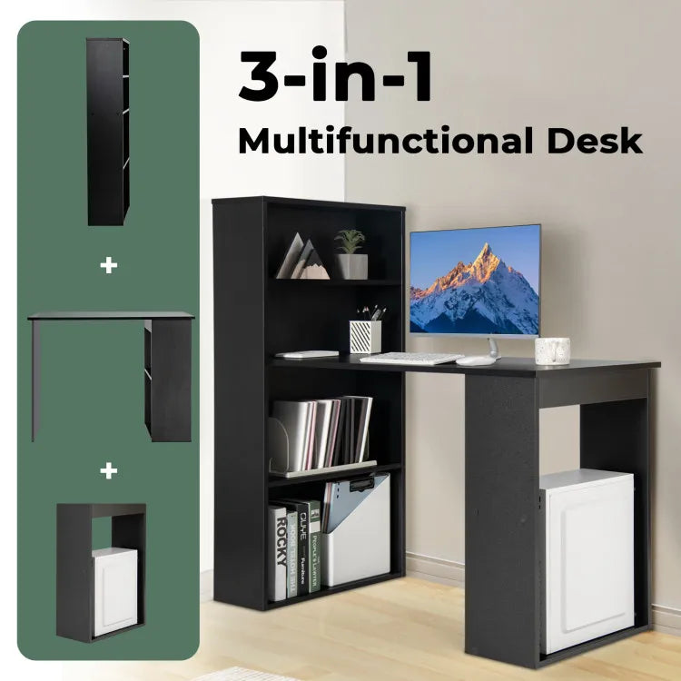48 Inch Computer Desk with 4-Tier Bookcase and CPU Stand