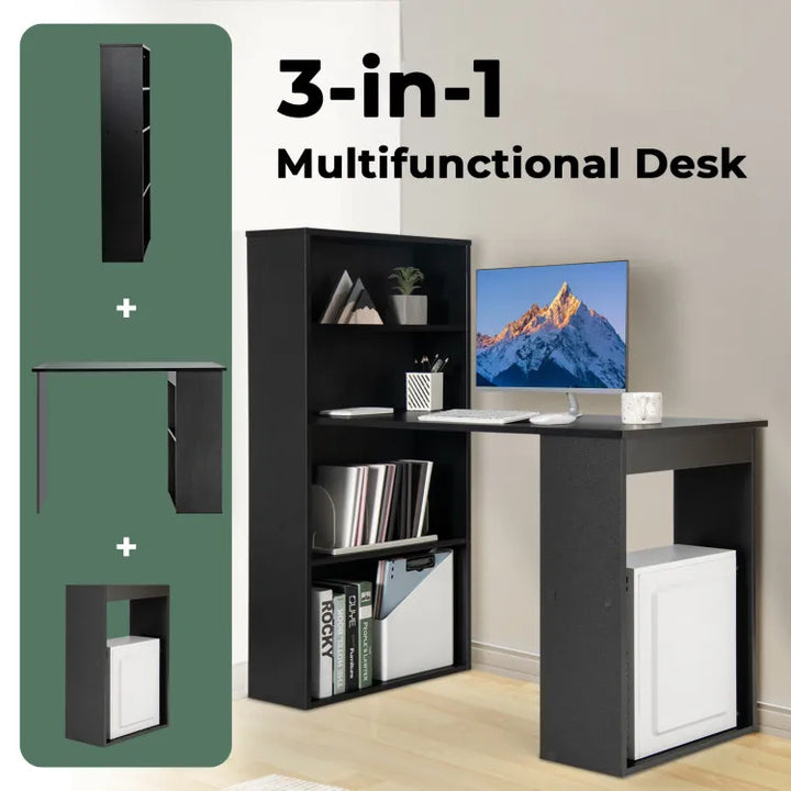 48 Inch Computer Desk with 4-Tier Bookcase and CPU Stand