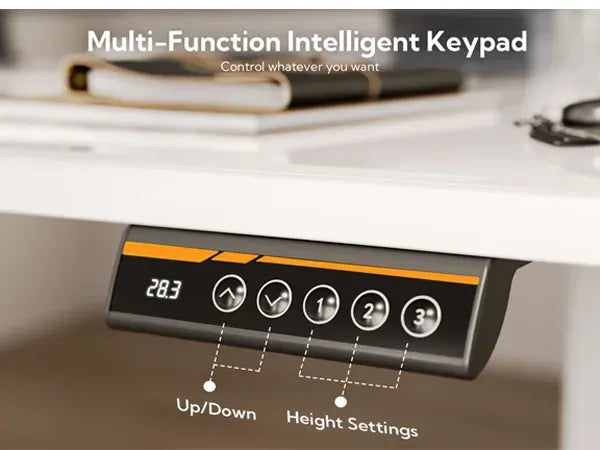 48 Inch Electric White Glass Standing Desk, Adjustable Height ,Quick Install Home Office Computer Desk, Stand Up Desk