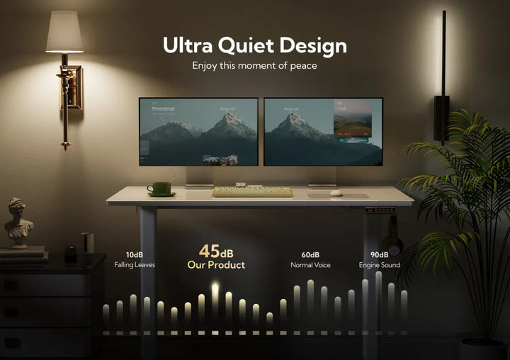 48 Inch Electric White Glass Standing Desk, Adjustable Height ,Quick Install Home Office Computer Desk, Stand Up Desk
