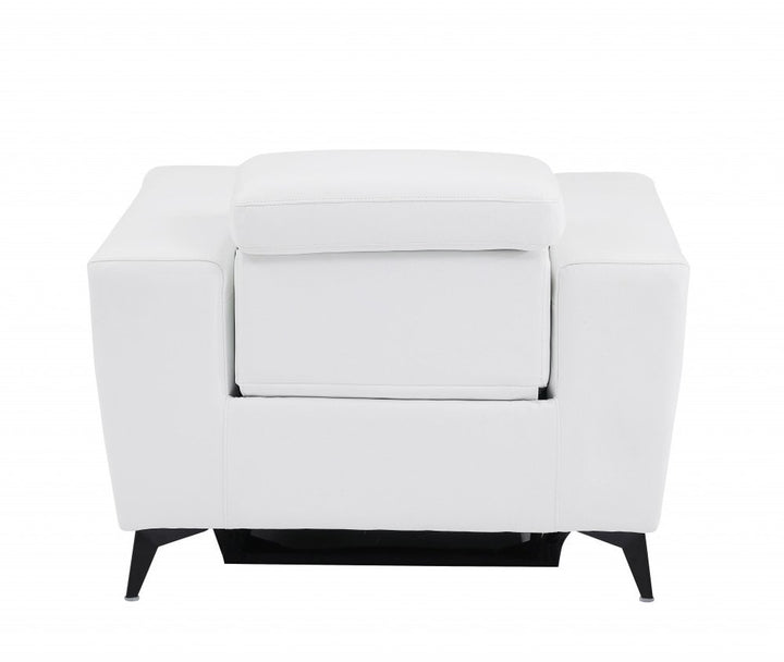 41" White Italian Leather Power Recliner Chair