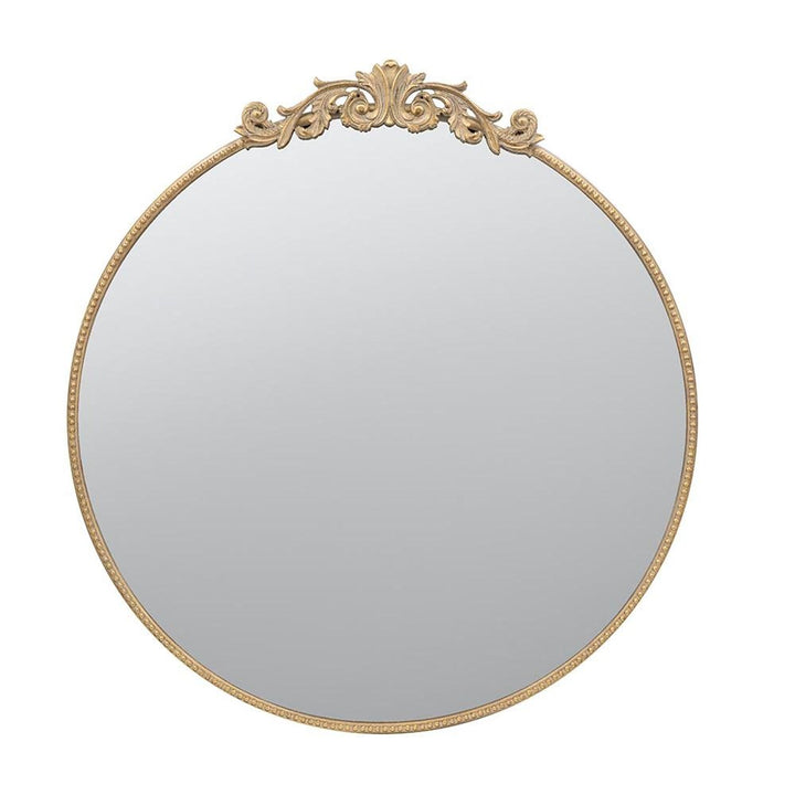 39" Gold Crowned Top Iron Framed Accent Mirror