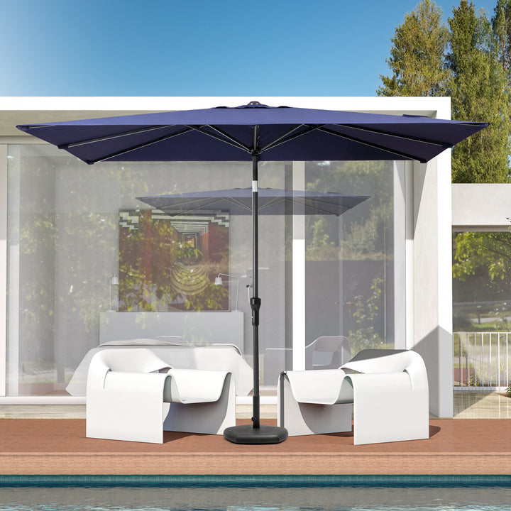 Navy Shade Pro - 9x5ft Rectangular Tilt Market Umbrella with Crank System