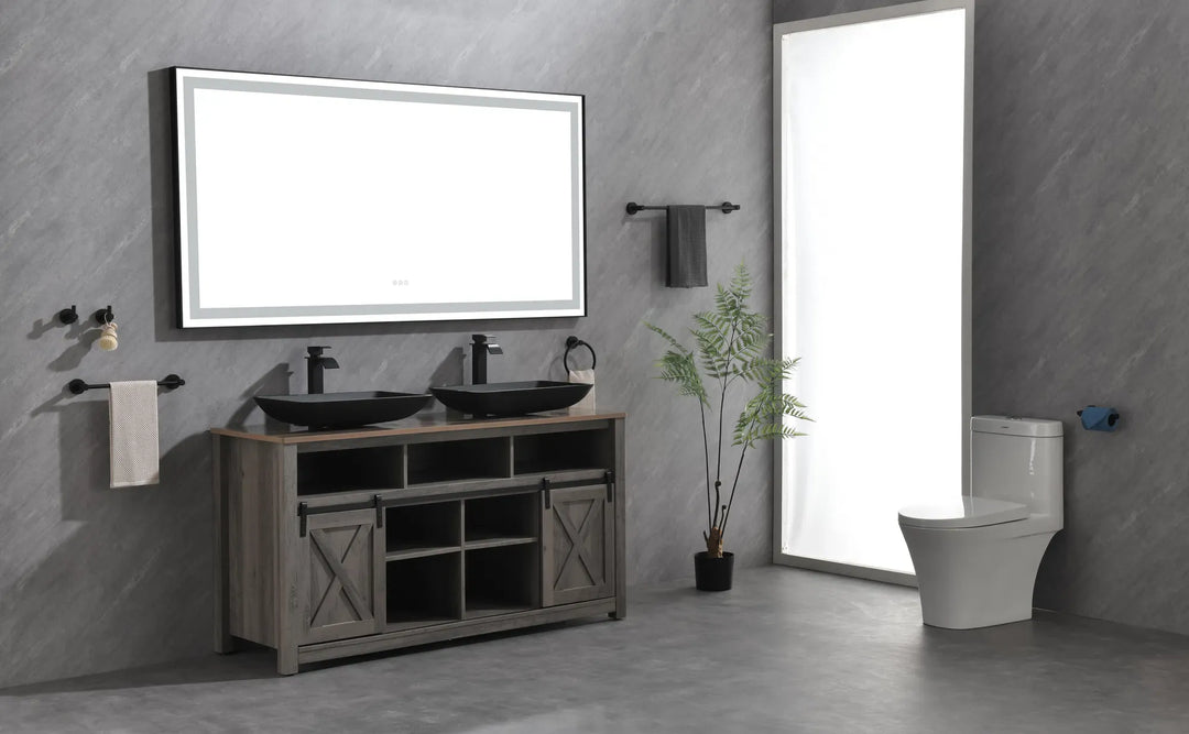 (ONLY FOR PICKUP) 72 in. W x 36 in. H Black Framed LED Single Bathroom Vanity Mirror in Polished Crystal Bathroom Vanity LED Mirror with 3 Color Lights Mirror for Bathroom Wall