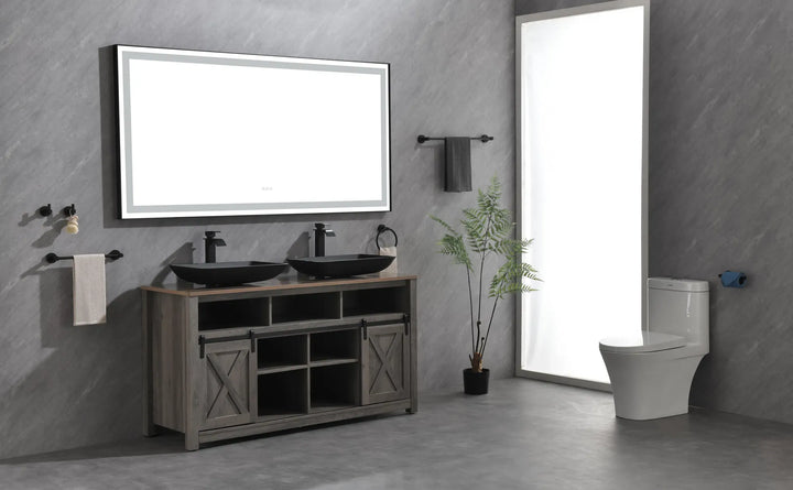 (ONLY FOR PICKUP) 72 in. W x 36 in. H Black Framed LED Single Bathroom Vanity Mirror in Polished Crystal Bathroom Vanity LED Mirror with 3 Color Lights Mirror for Bathroom Wall