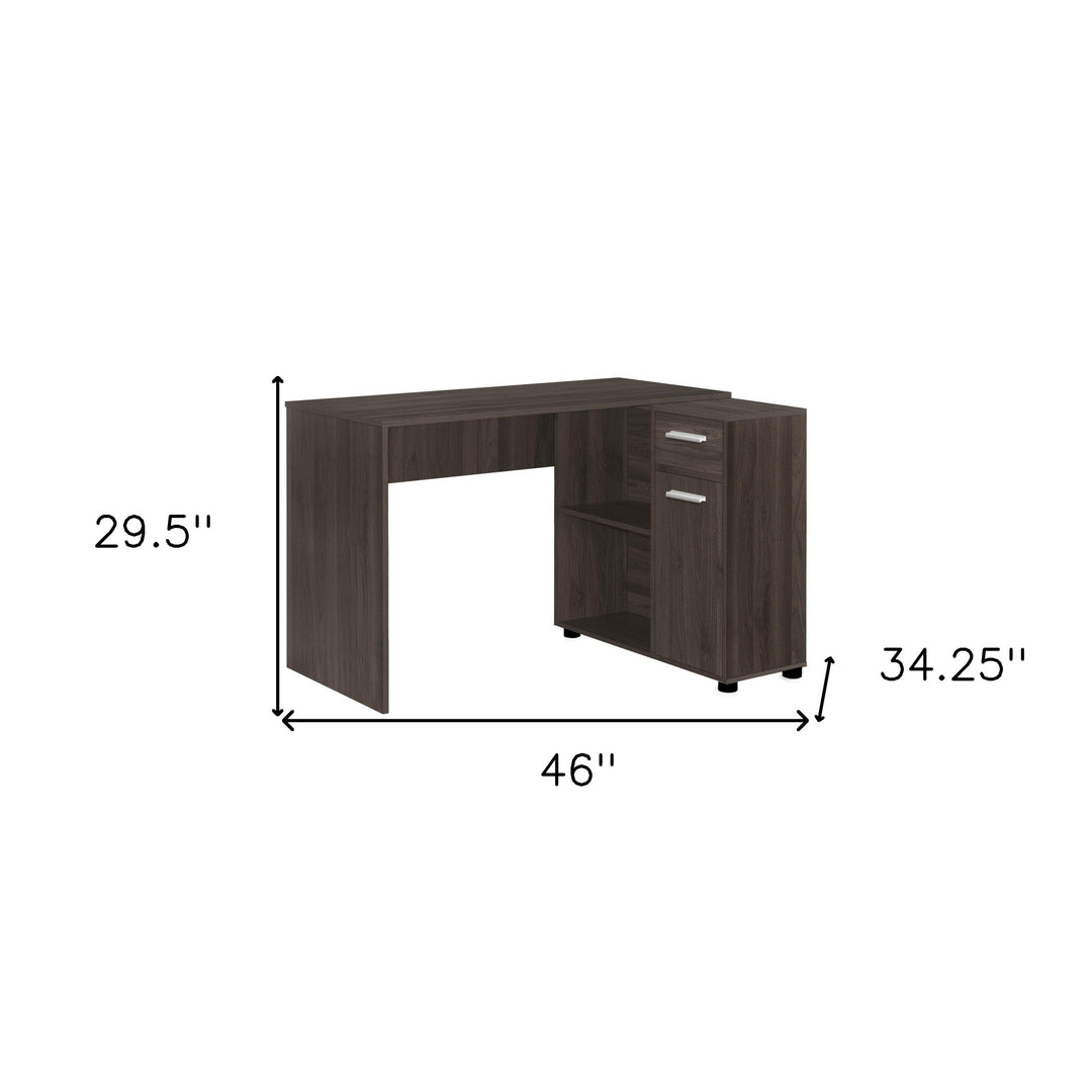 46" Brown Wood L Shape Computer Desk