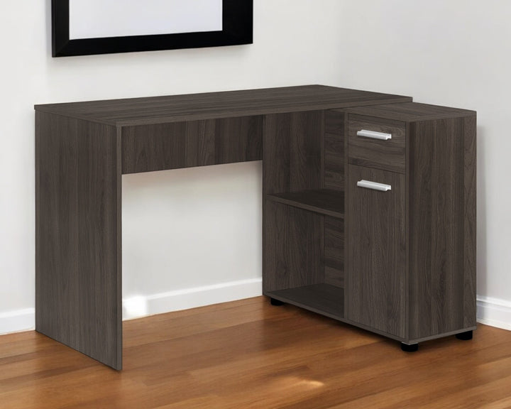 46" Brown Wood L Shape Computer Desk