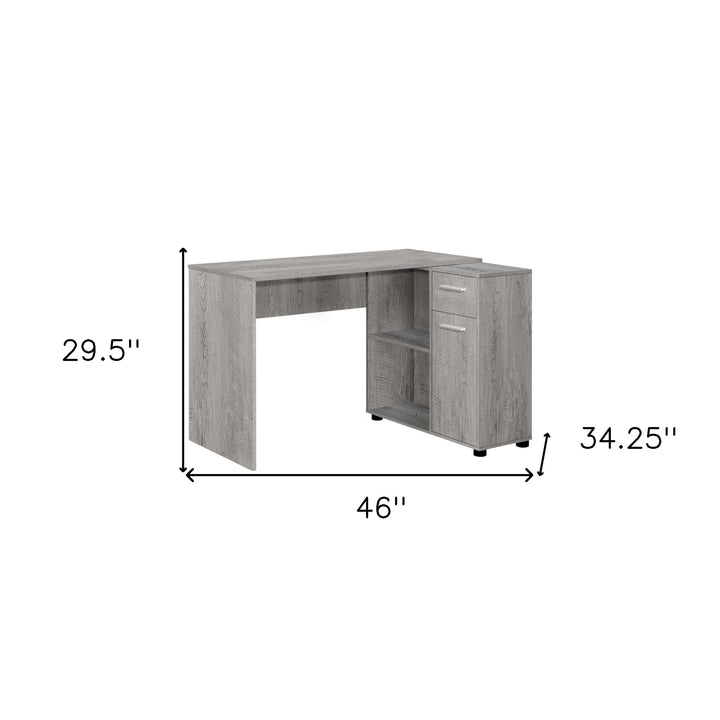 46" Gray Wood L Shape Computer Desk