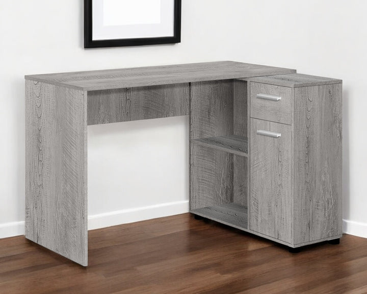 46" Gray Wood L Shape Computer Desk