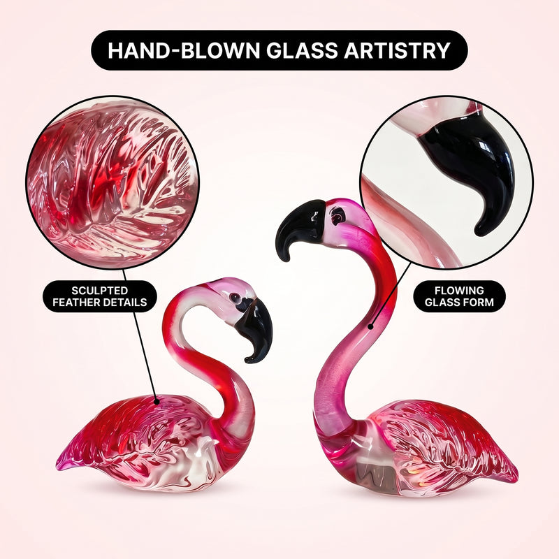 Glass Flamingo Figurine – Hand-Blown Art Glass Decor - 4