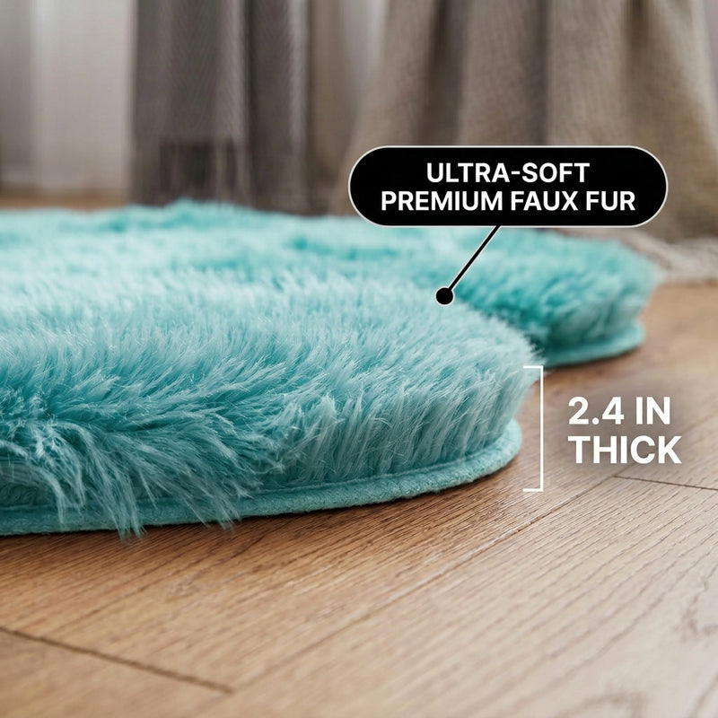 Heart Shaped Rug – Fluffy Faux Fur Plush Decor - 4