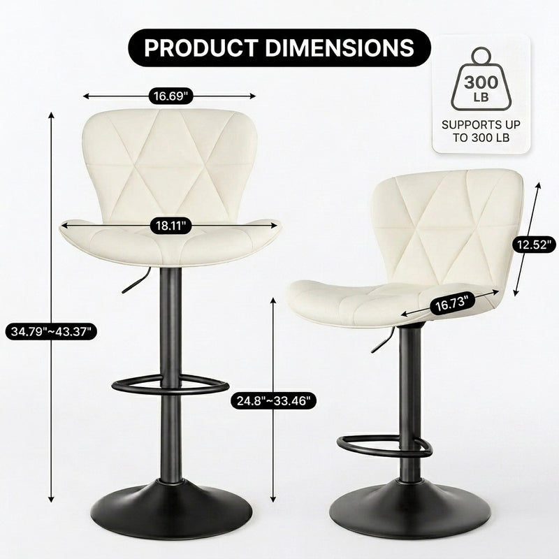 COUNTER BAR STOOLS SET OF 2 – ADJUSTABLE SWIVEL FAUX LEATHER SEATS - 4