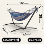Double Hammock with Stand – Portable, Adjustable & 600lb Capacity for Indoor & Outdoor - 4