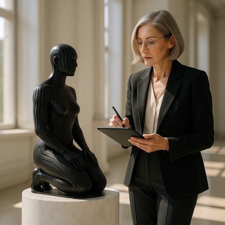 Exclusive Woman Pixel Matte Black Sculpture - Premium 18" Contemporary Digital Art Collection