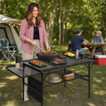 Foldable Camping Table Collapsible Picnic Aluminum Alloy Grill Stand - 4