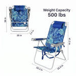 17" Big & Tall Oversized Beach Chairs 2-Pack – Heavy Duty Folding Outdoor Seating - 4