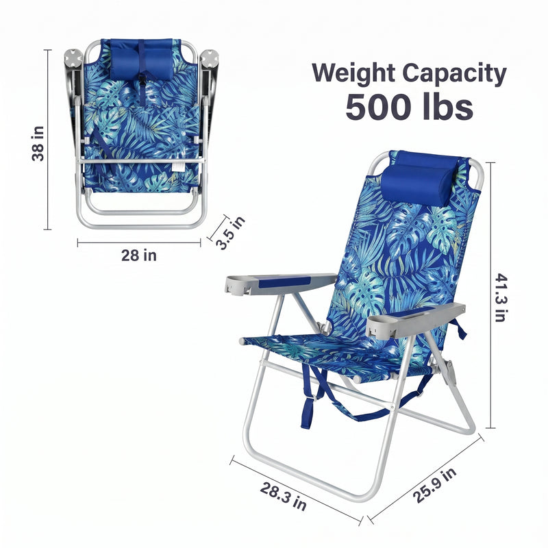 17" Big & Tall Oversized Beach Chairs 2-Pack – Heavy Duty Folding Outdoor Seating - 4