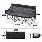 Oversized Padded 3-Person Folding Camping Loveseat Chair – Heavy Duty Outdoor Seating - 4