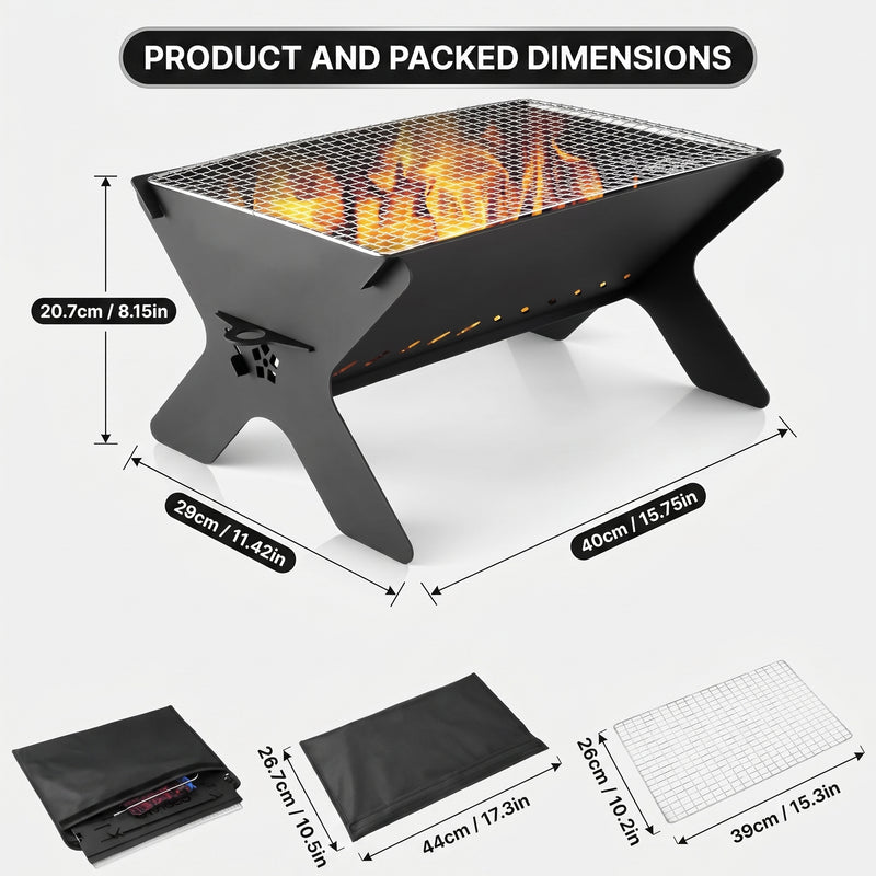 Portable Folding Charcoal Grill & Campfire Fire Pit - 4