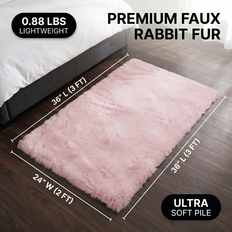 Faux Rabbit Fur Shaggy Rug – Ultra Soft Fluffy Machine Washable Area Rug for Bedroom, Living Room & Teen Room - 4